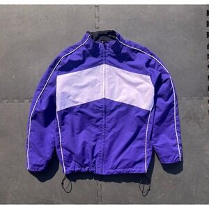 Vintage Alleson Athletic Track Jacket Men Med Purple White Full‎ Zip Lined